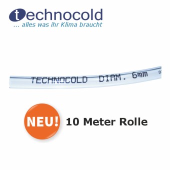 Technocold Kondensatschlauch PVC glasklar 6x9 mm IDxAD, 10 m Rolle 