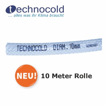 Technocold Kondensatschlauch PVC verstärkt 10x16 mm IDxAD, 10 m Rolle 