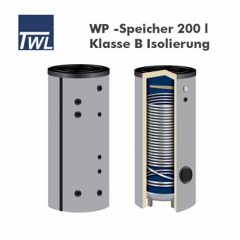 TWL WP-Speicher emailllert, großer WT, 200l, Klasse B Isolierung 