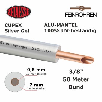Technocold Klima - Kupferrohr Cupex Silver Gel  3/8" x 0,8 mm, 7 mm Iso., 50m Rolle 