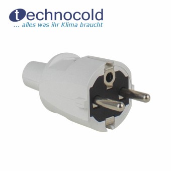 Schuko-Stecker IP20, gerade, Schraubklemmen, weiss 