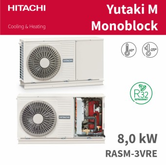 HITACHI Monoblock Wärmepumpe RASM-3VRE, 8kW R32 