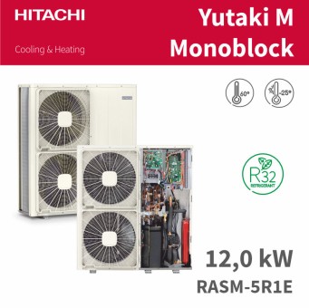 HITACHI Monoblock Wärmepumpe RASM-5R1E, 12kW R32 