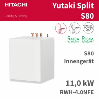 HITACHI S 80 Innenteil HT Wärmepumpe RWH-4.0NFE, 11kW R410A/R134a 