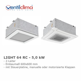 Ventilclima KW-Kassettengerät Light 64 RC,2-L, 5,0 kW, m. Steuerplatine 