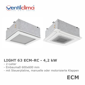 Ventilclima KW-Kassettengerät Light-ECM 63 RC,2-L, 4,2 kW, m. Steuerplatine 