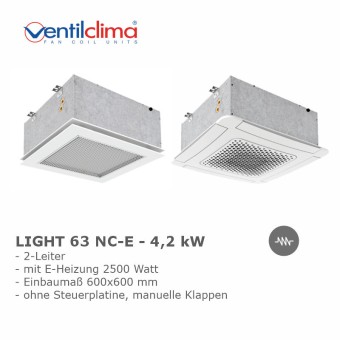 Ventilclima KW-Kassettengerät Light 63 NC-E,2-L, 4,2 kW, mit E-Heizung 