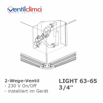 2 Wege Ventilbaugruppe 3/4", LIGHT 63-65, intern, installiert 